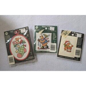 NMI Stitch 'n Stuff/Stitch 'n Hang Cross Stitch Christmas Kits Bears Ornament